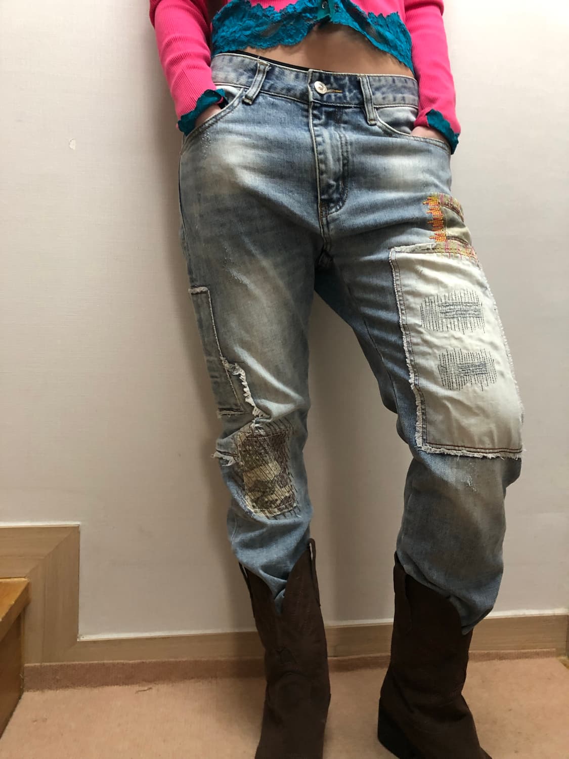 빈티지 데님 패치워크 팬츠 상품이미지5