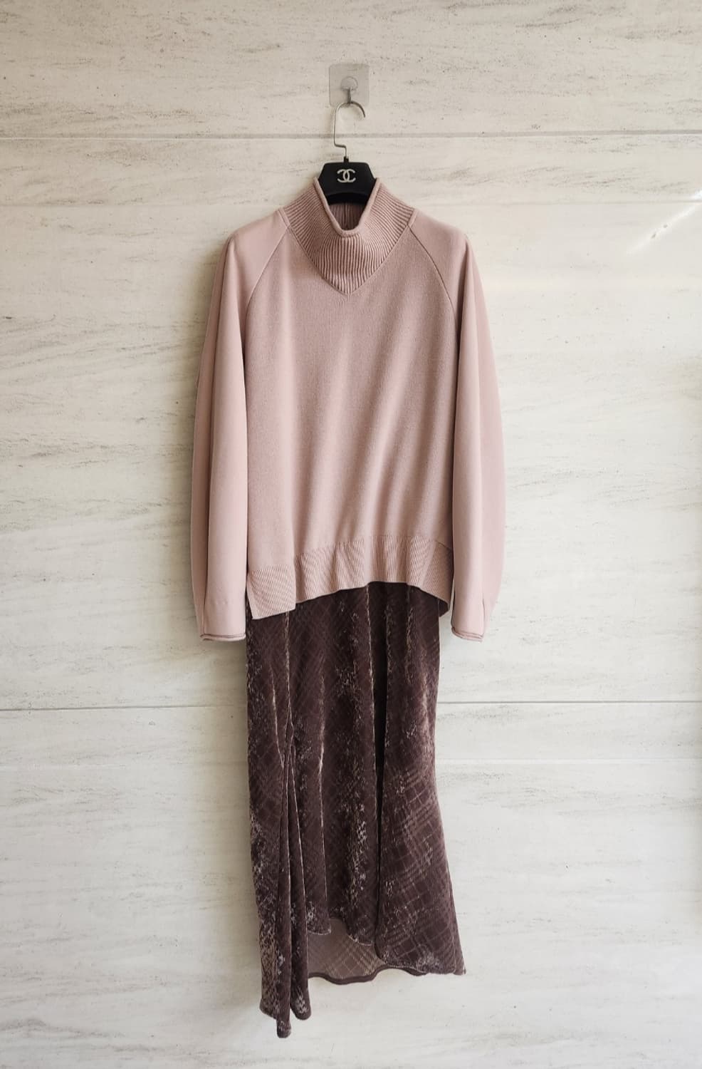 (핑크 브라운색상 판매)시스템 번아웃 니트 레이어드케어 원피스 55사이즈 상품이미지6