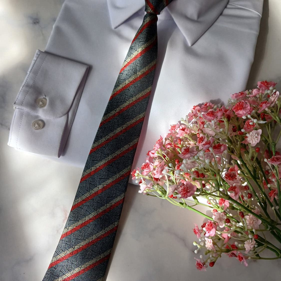 지방시 넥타이 레드 사선 자카드 패턴 8cm A~B등급 A19858 상품이미지5