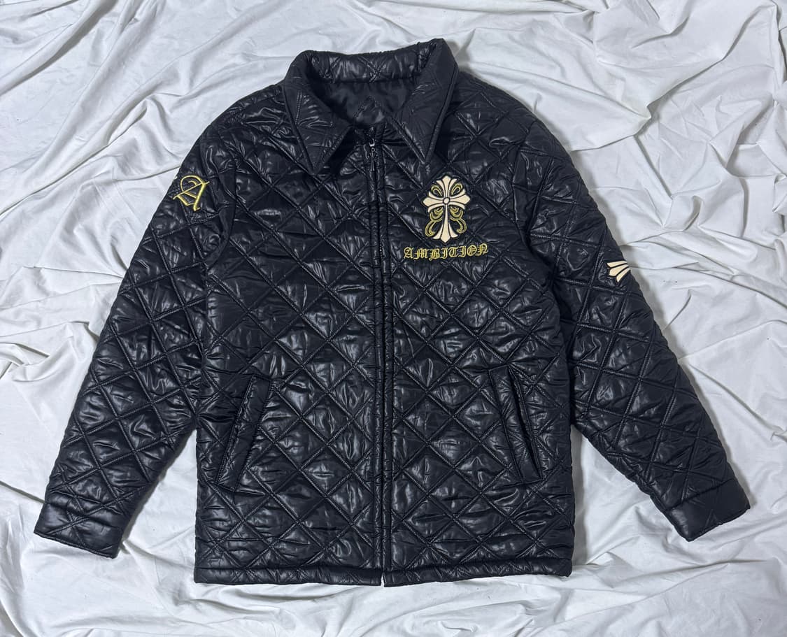 Be ambition 레터링 크로스 퀼팅 자켓 y2k vkei lgb 상품이미지2