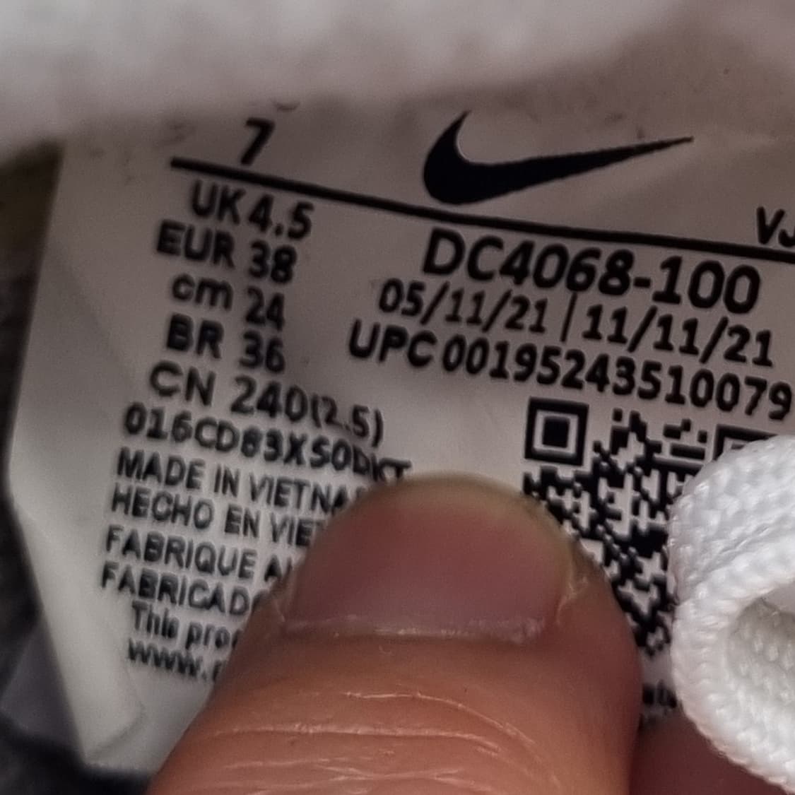 O 나이키 에어맥스 던 흰보 여성운동화240  상품이미지6