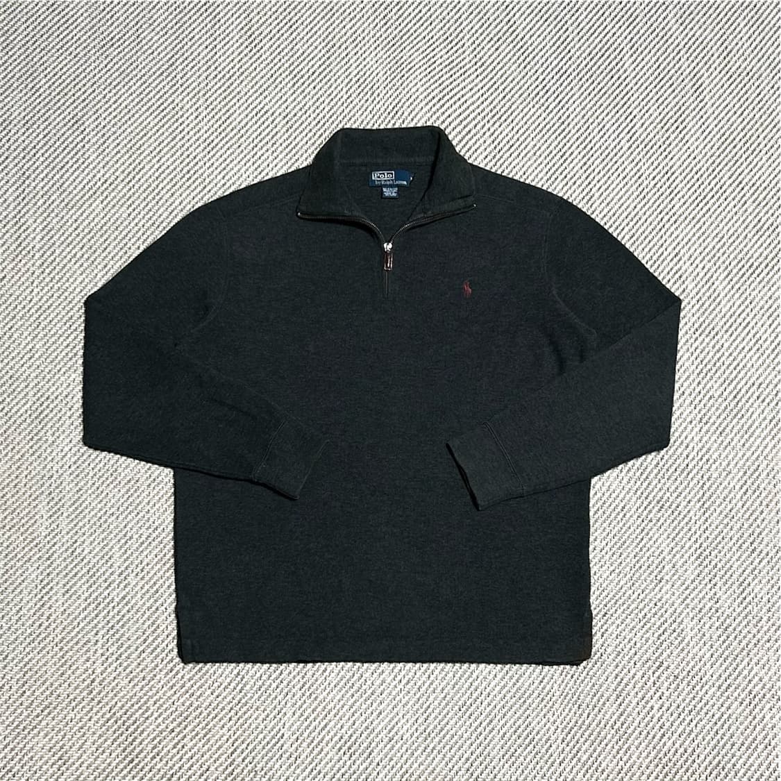 [L] Polo 폴로 랄프로렌 다크그레이 반집업 코튼 풀오버 맨투맨 상품이미지1