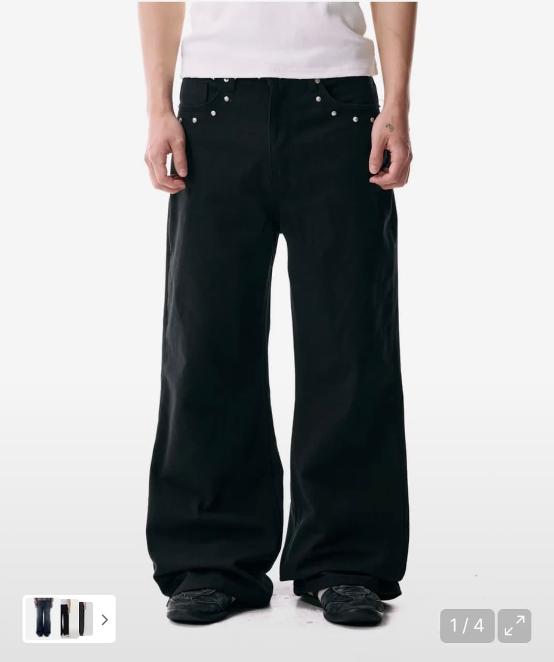  Multi Studded Cotton Pants (Black) 상품이미지1