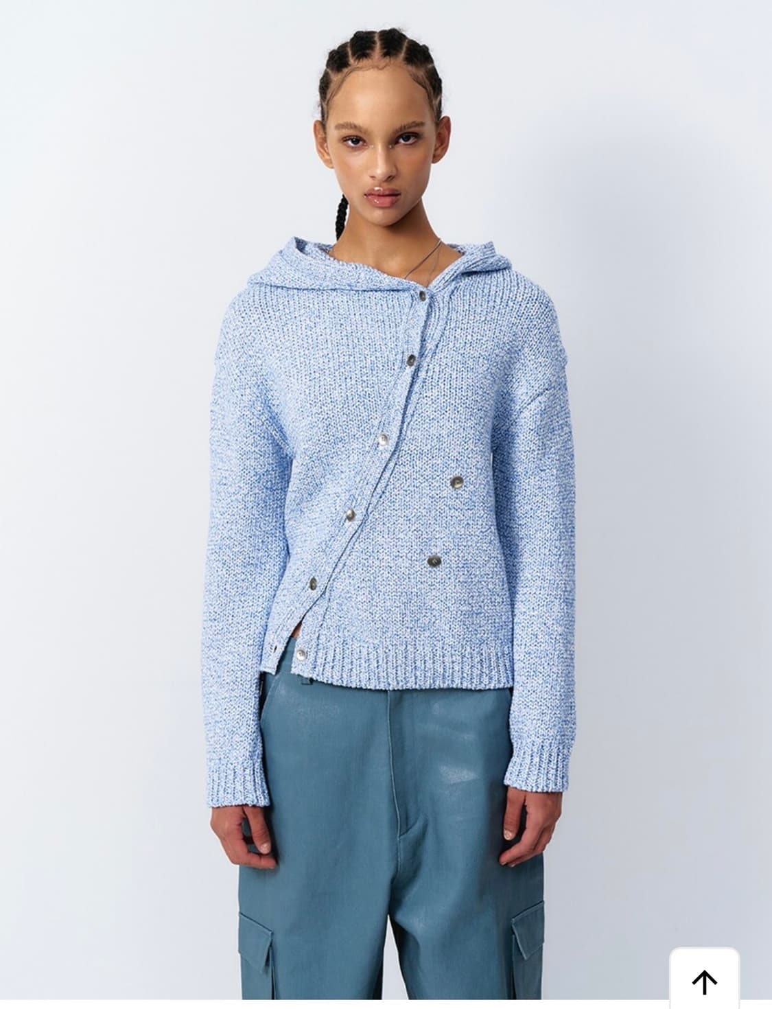 (택포) 엘이이와이 DIAGONAL HOODED CARDIGAN BLUE 상품이미지1