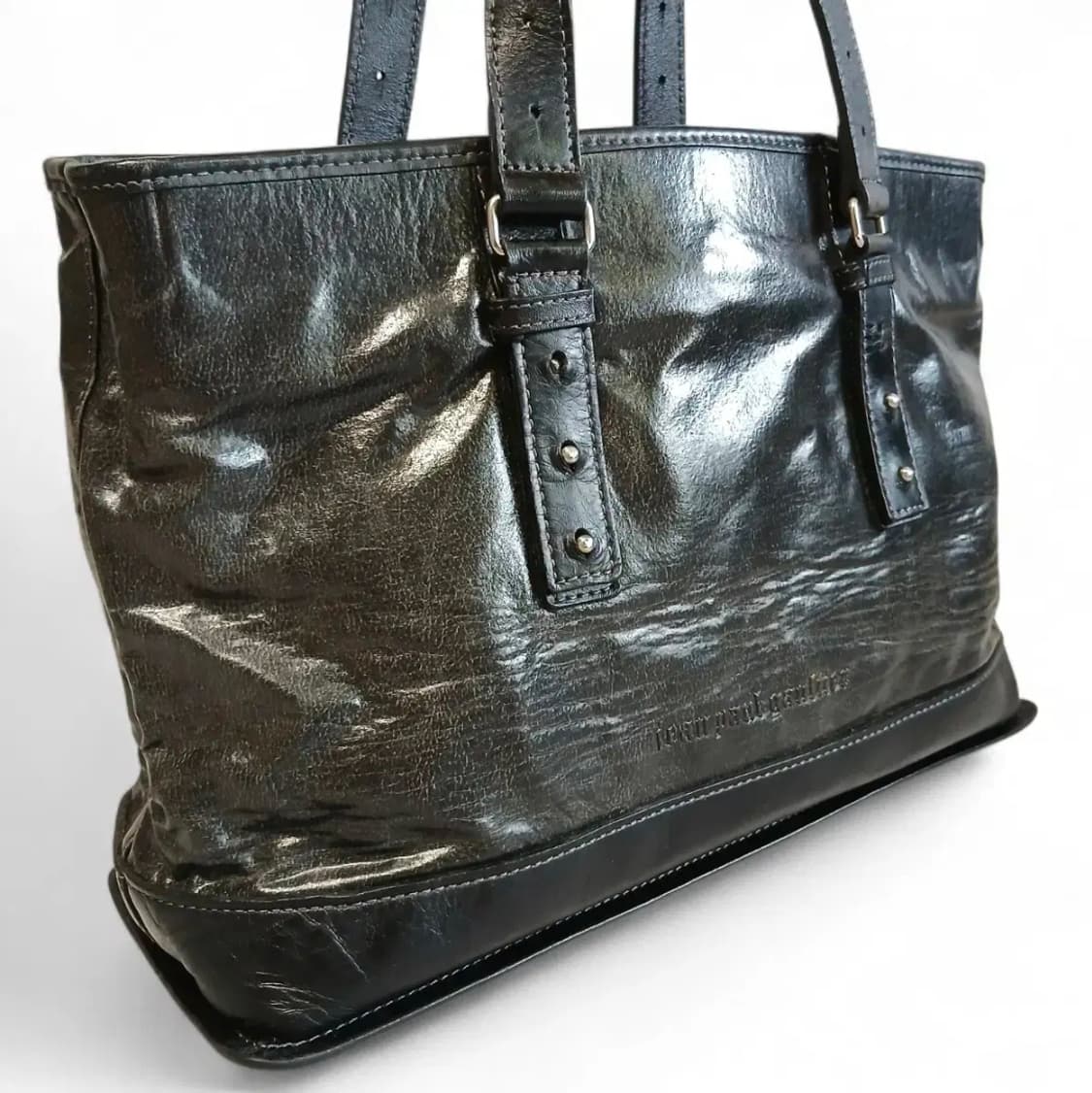 장폴고티에 버클 빈티지 가공 레더 토트백 상품이미지3