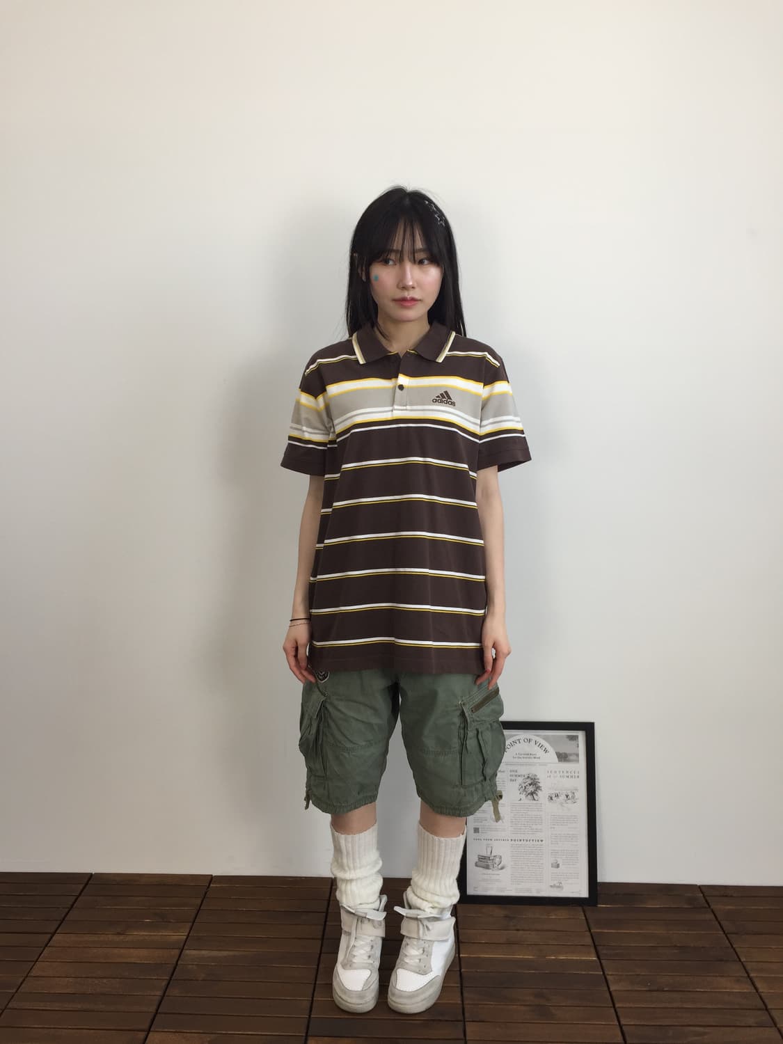 Adidas Brown Stripe Polo Shirt 상품이미지1