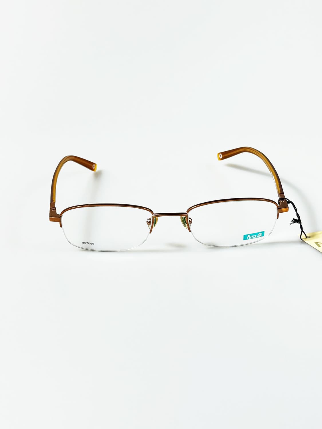 90s FUTIS 브라운 메탈 스퀘어 반무테 빈티지 안경 상품이미지2