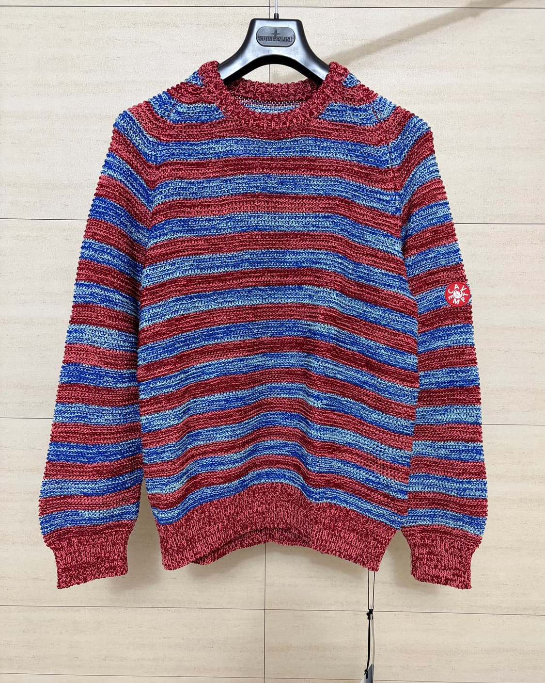 새상품)21SS 카브엠트 스트라이프 루즈 와플 믹스 니트 상품이미지1