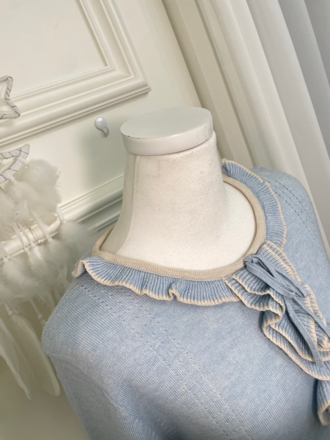 sky-blue melange ruffle ivory point knit 상품이미지8