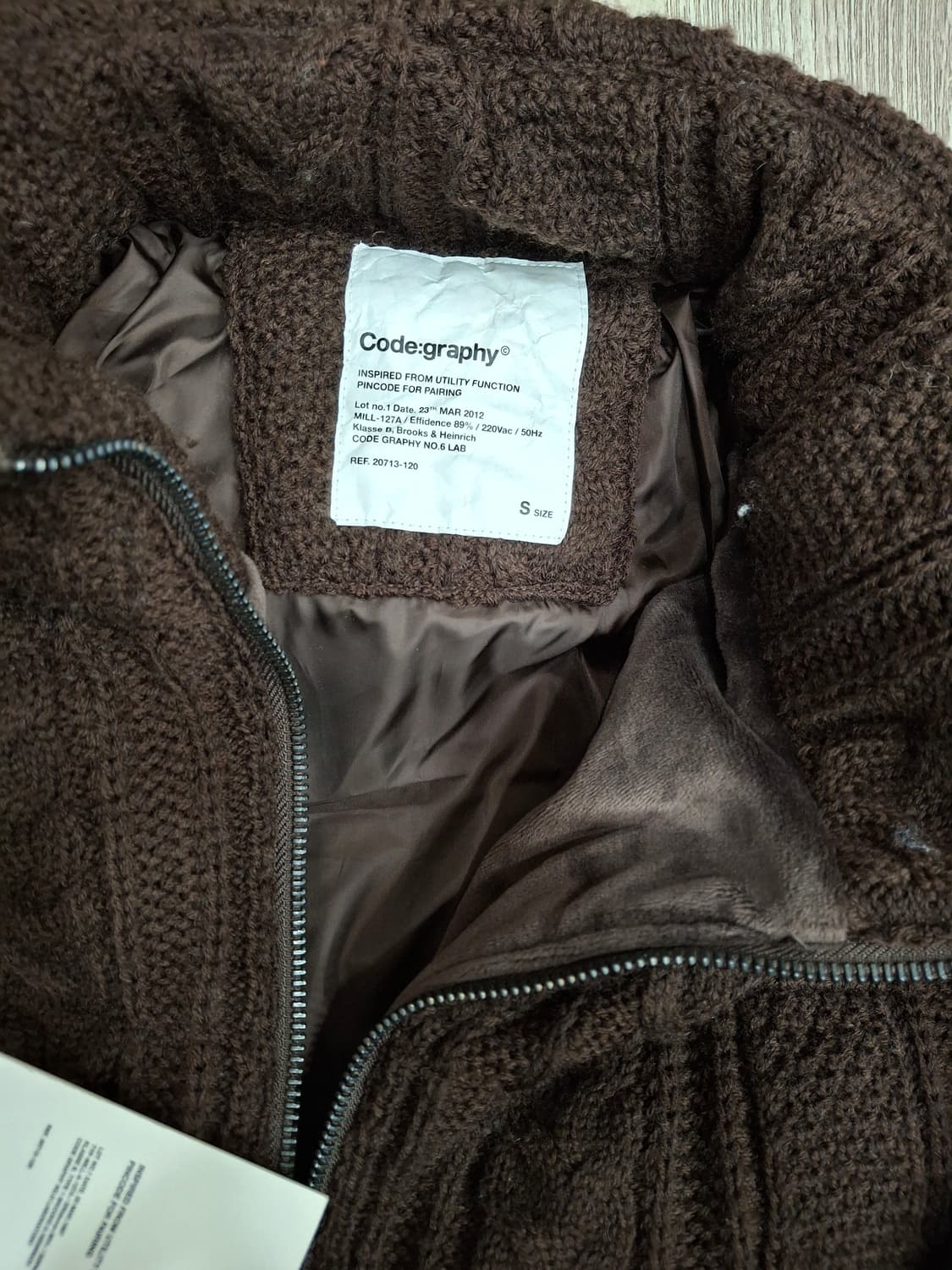 Code:graphy 브라운 케이블 니트 크롭 패딩 S 상품이미지3