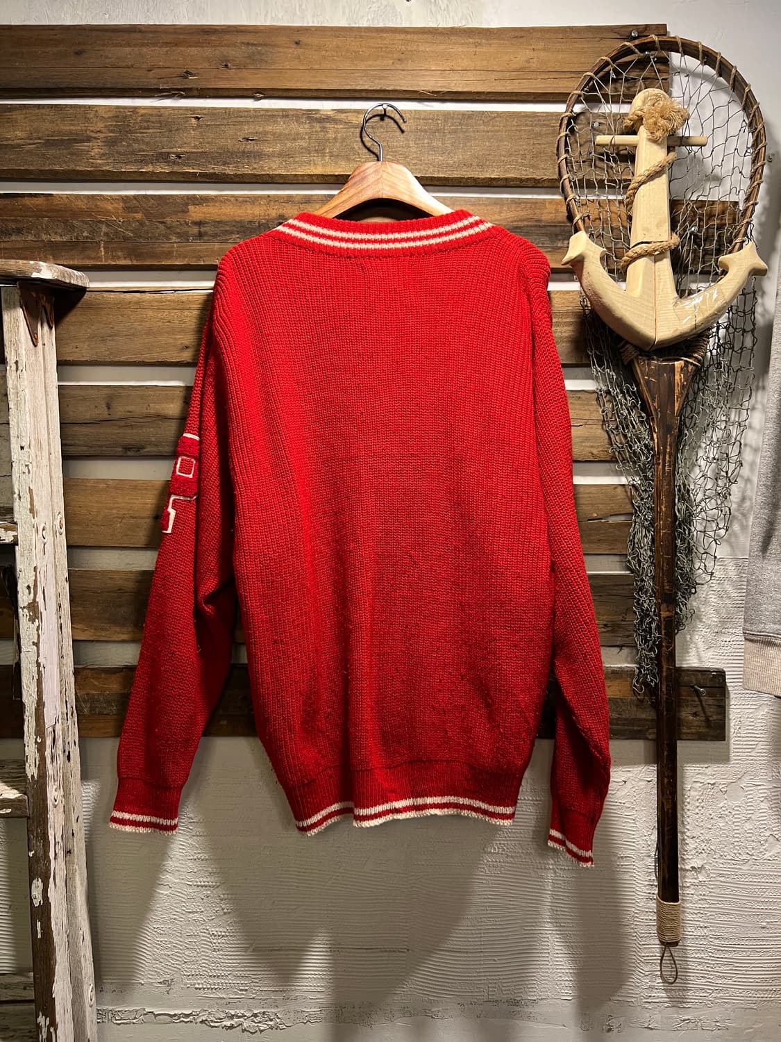 [L]6~70's 스페인제 레드 울 집업 가디건 상품이미지8