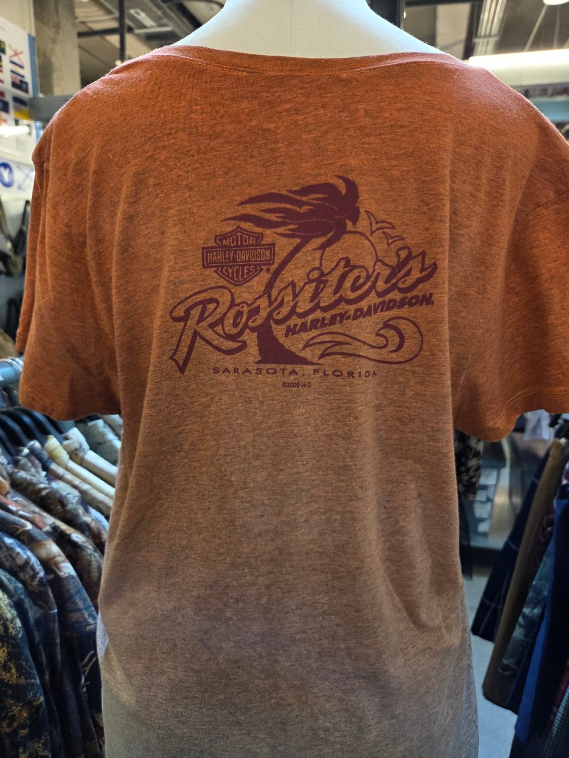 할리데이비슨 오렌지 그라데이션 스컬 반팔티 상품이미지5