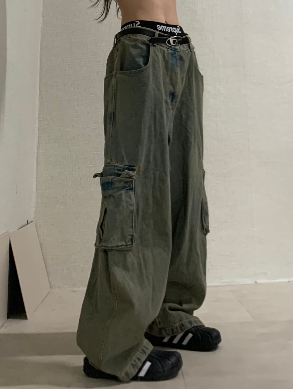 wide denim cargo pants 상품이미지5