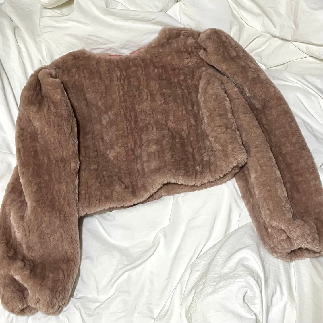 빈티지 ) 인디핑크 퍼 퍼프자켓 상품이미지2