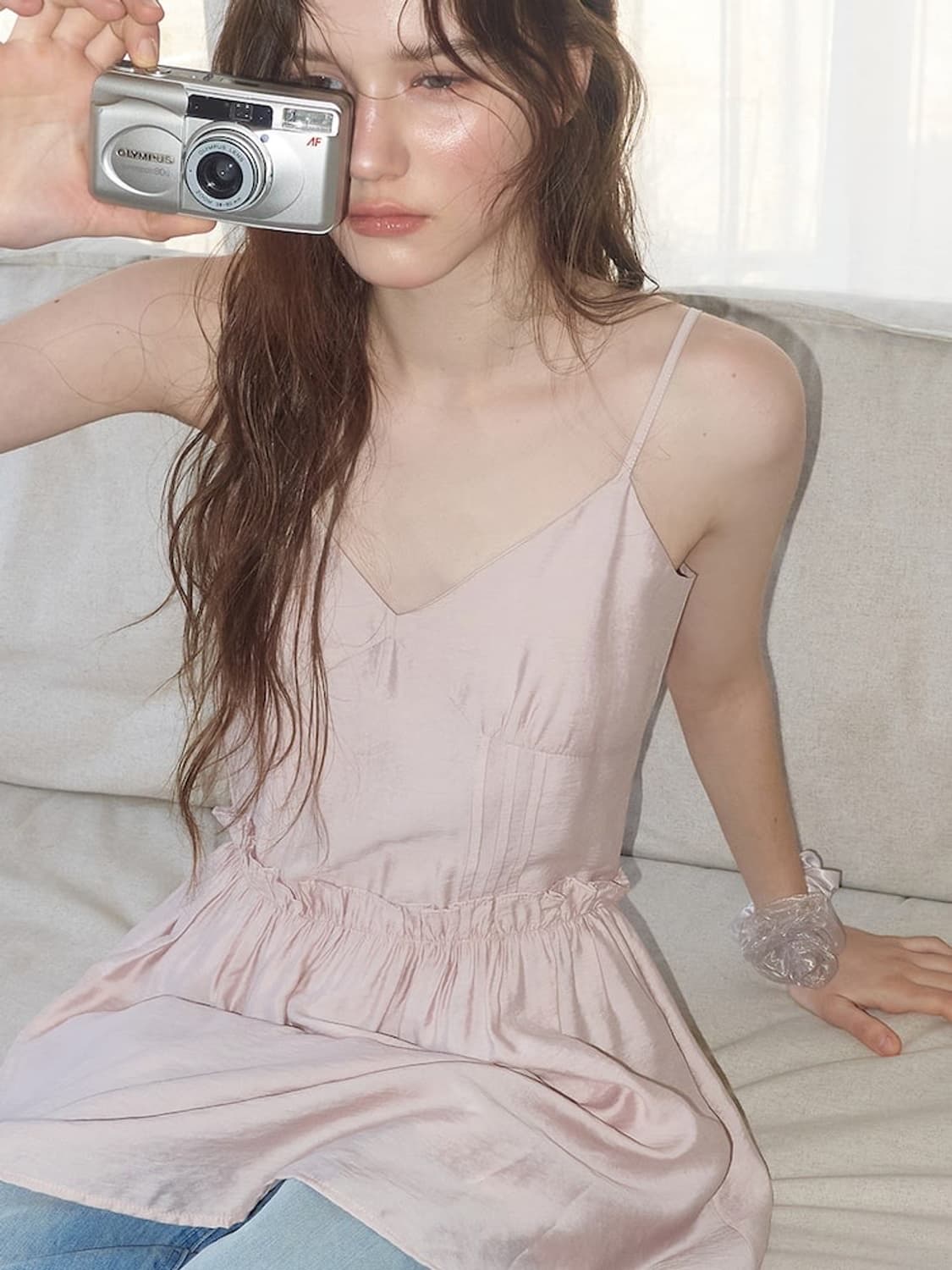 에트몽 슬립 크링클 프릴 미니드레스 상품이미지1