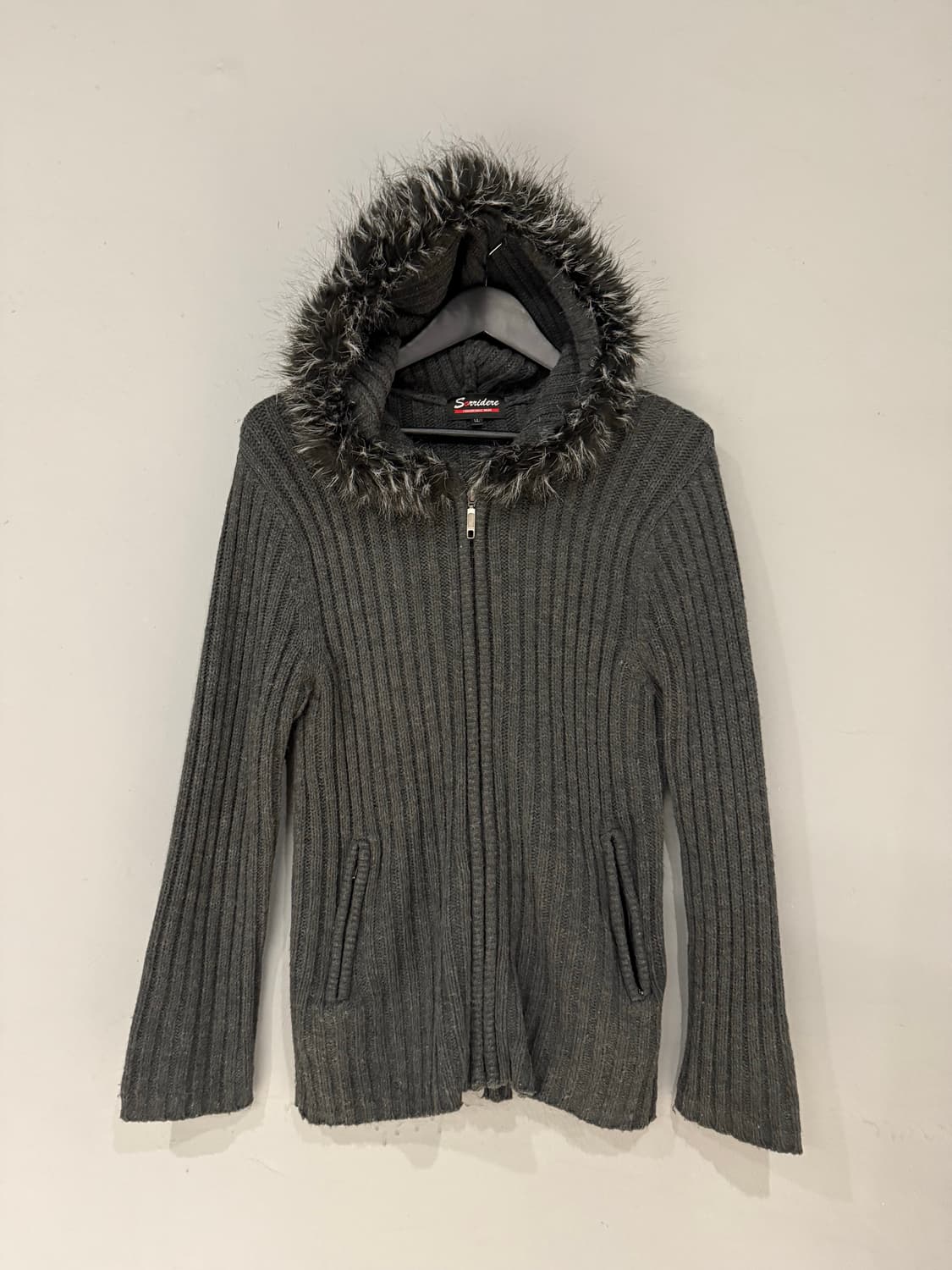 Hood fur point knit hood zip-up 상품이미지4