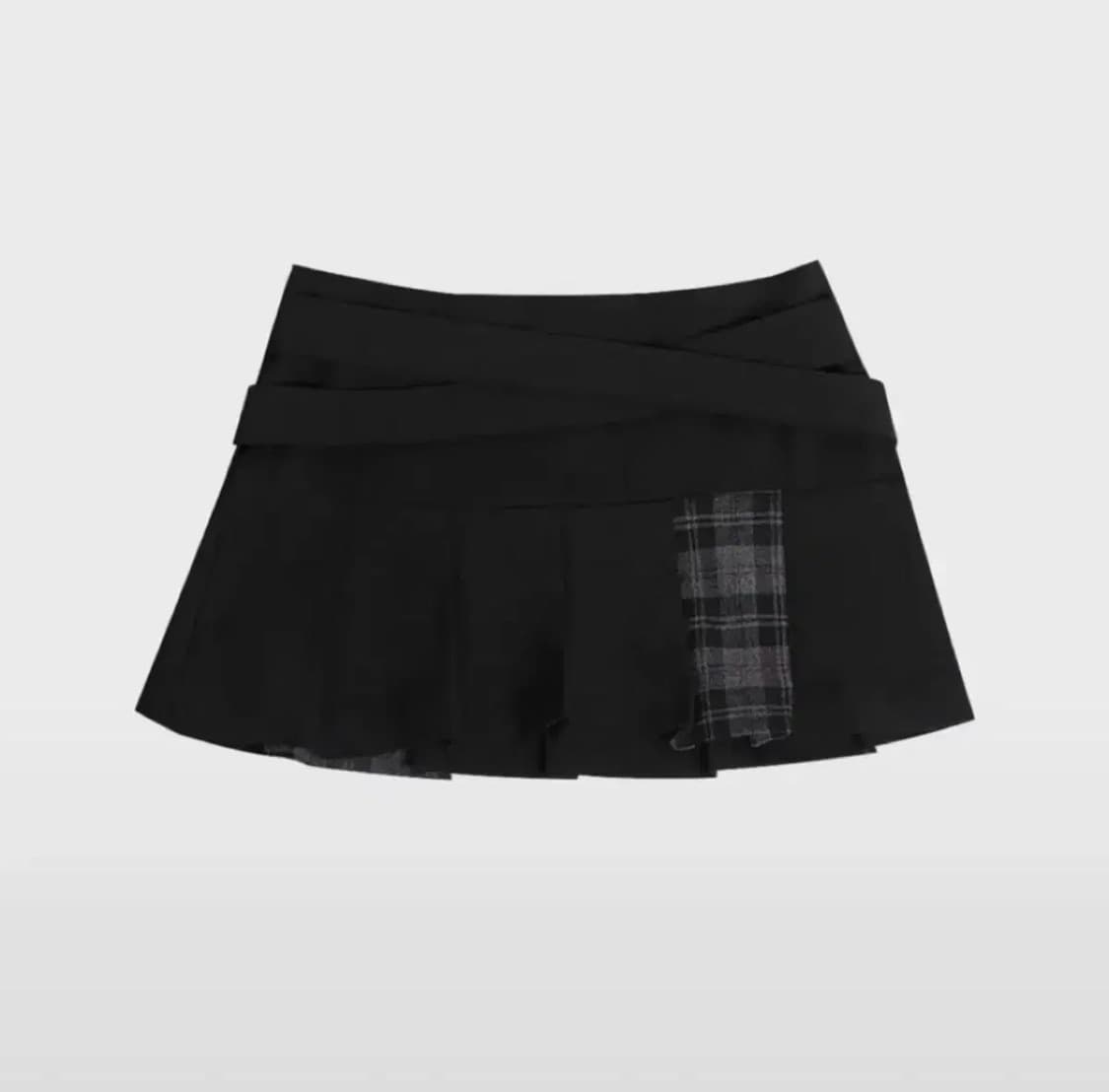달링유어배드 BELTED CHECK PLEATS 미니 스커트 상품이미지1