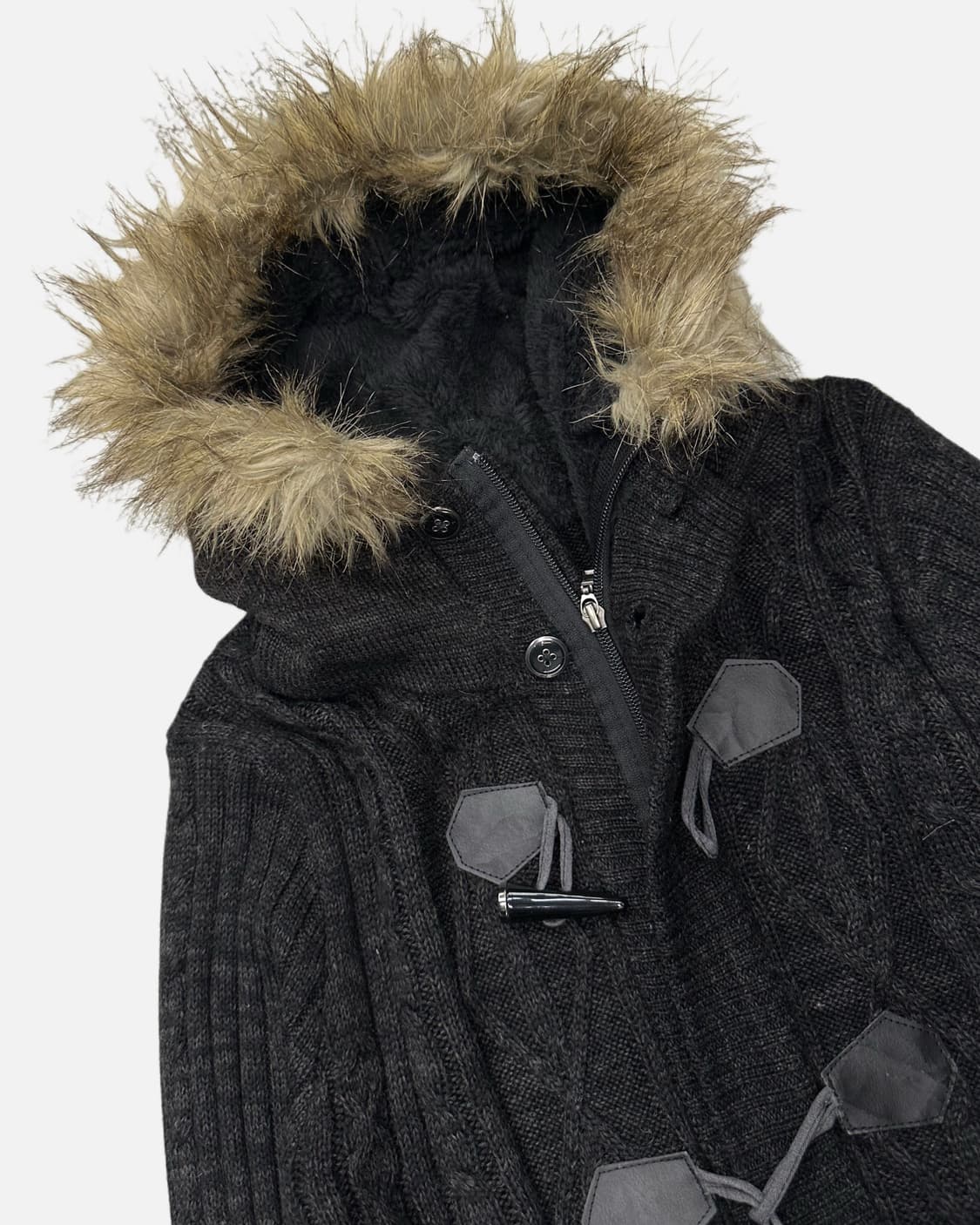 fur hood knit duffle coat 상품이미지4