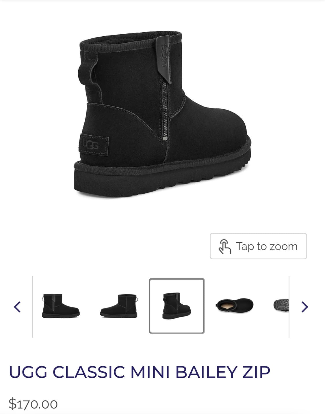 230 235 풀박 새상품 어그 미니 베일리 지퍼 블랙 앵클 부츠 방한 상품이미지3