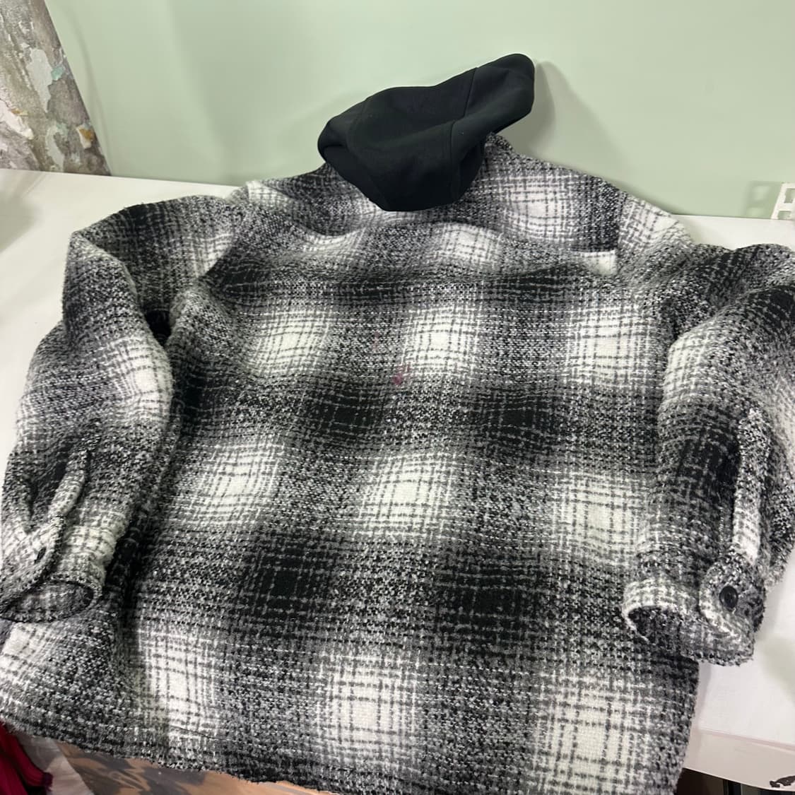 M 95-100 자라맨 오버핏 투포켓 옴브레체크 플란넬점퍼 상품이미지5