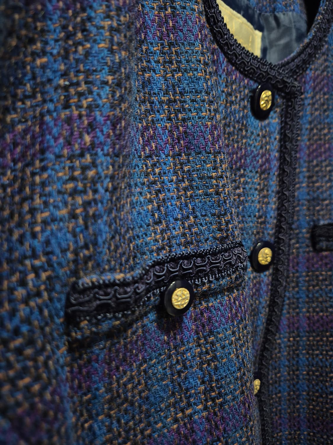 체크 패턴 트위드 빈티지자켓 상품이미지4