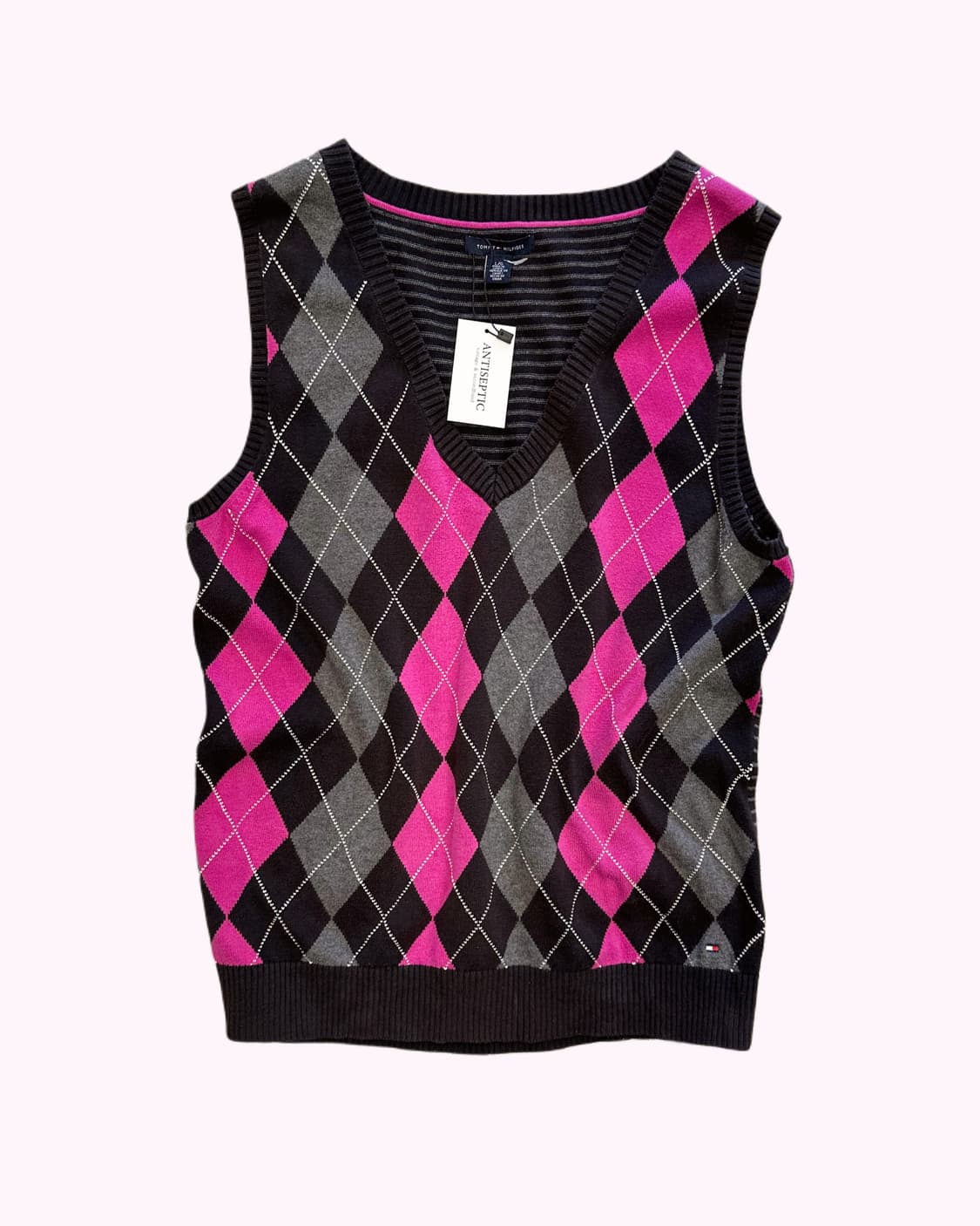 TOMMY HILFIGER pink argyle knit vest 상품이미지2