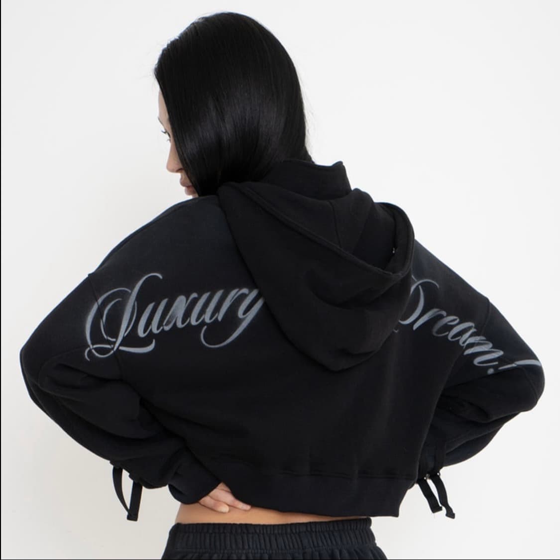 2000archives 2000아카이브 럭셔리이즈어드림 퍼 후드집업 블랙 상품이미지2