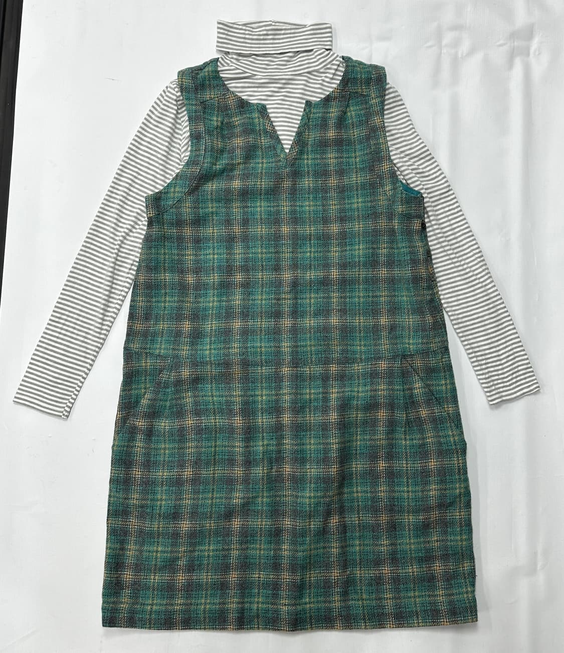 🍀하구미의  코디세트🍀체크 원피스 레이어드 민트맛 모리걸 그런지 상품이미지2