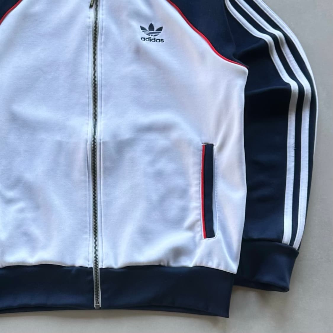 [XL]아디다스 트레포일 화이트 네이비 트랙탑 져지 상품이미지4