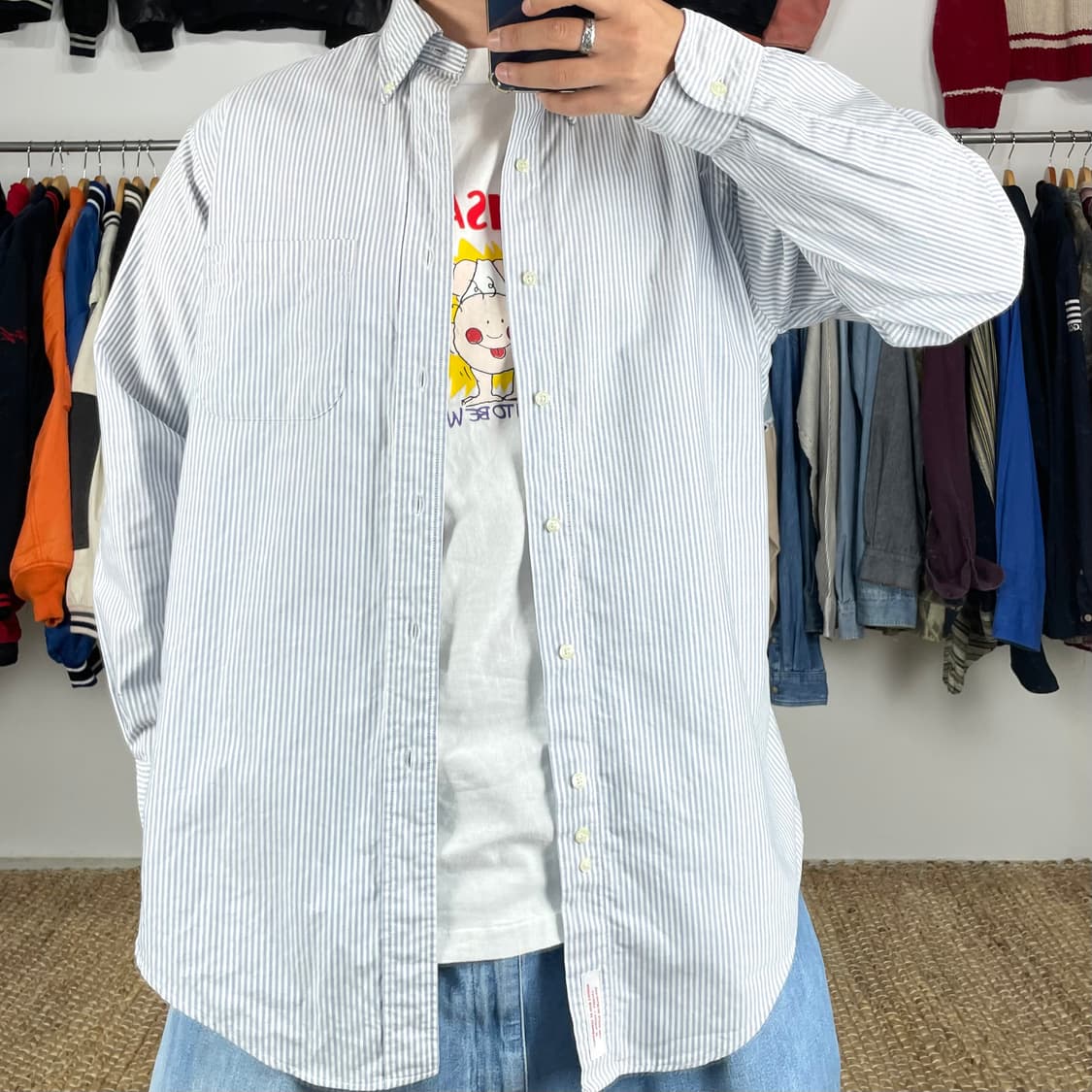 90s USA 브룩스브라더스 옥스퍼드 스트라이프 셔츠 상품이미지2