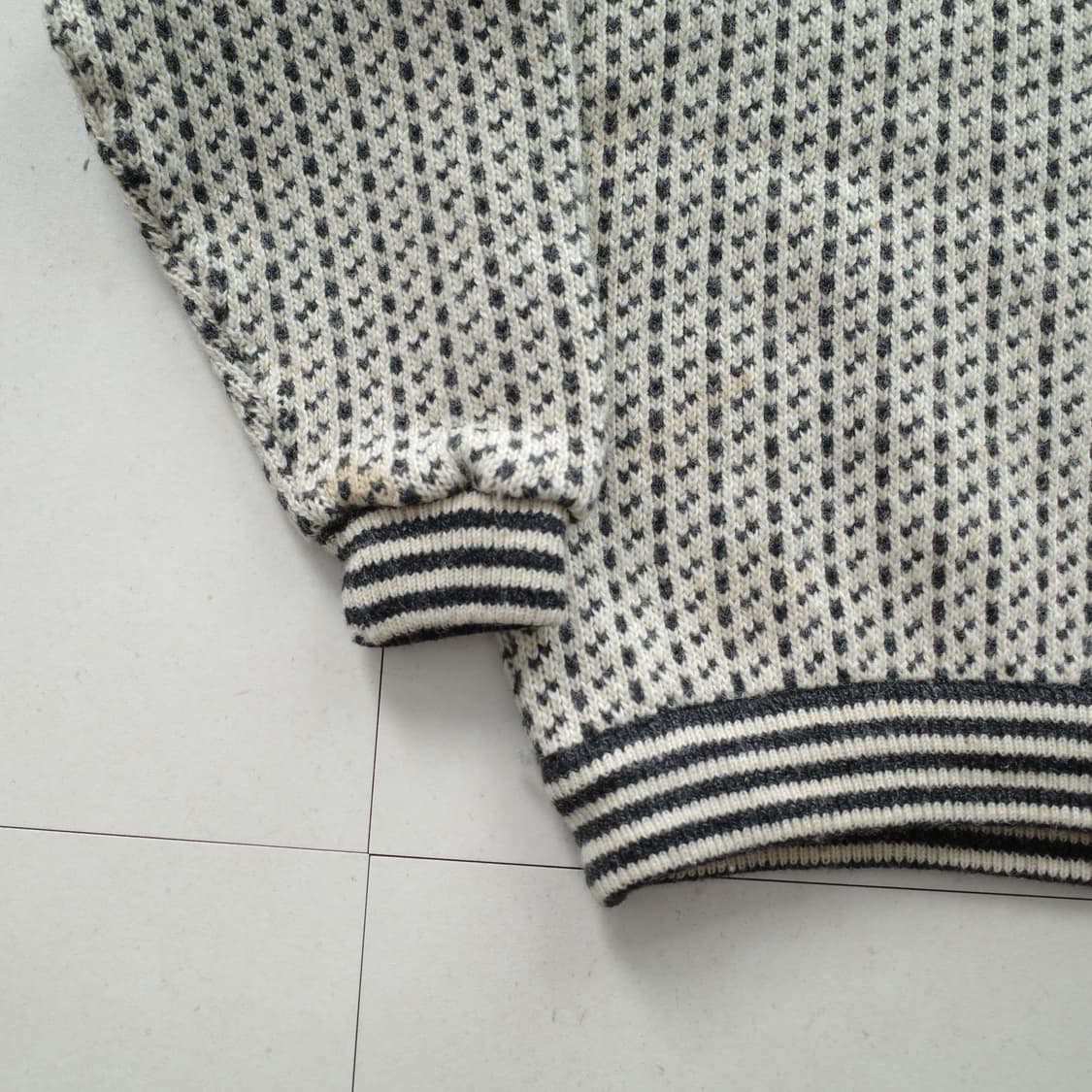 80s 엘엘빈 노르웨이 울혼방 버드아이 패턴 니트 L 상품이미지4