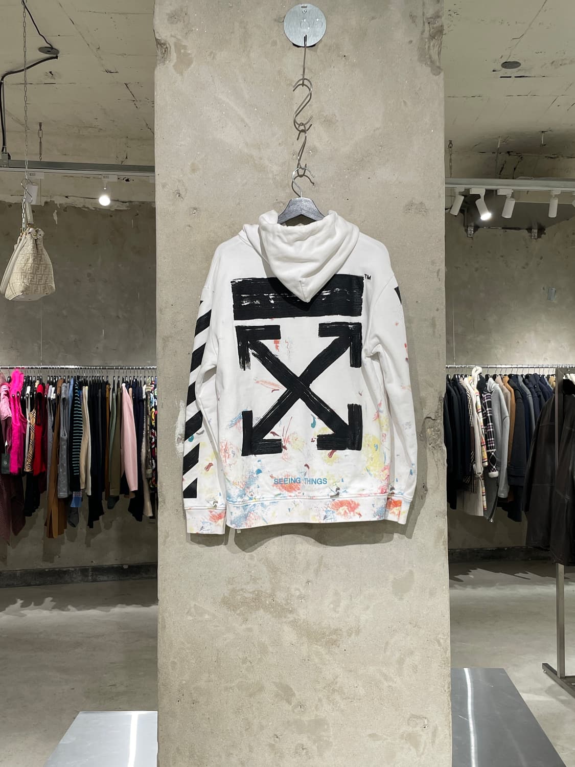 오프화이트 화이트 페인팅 애로우 후디 상품이미지6