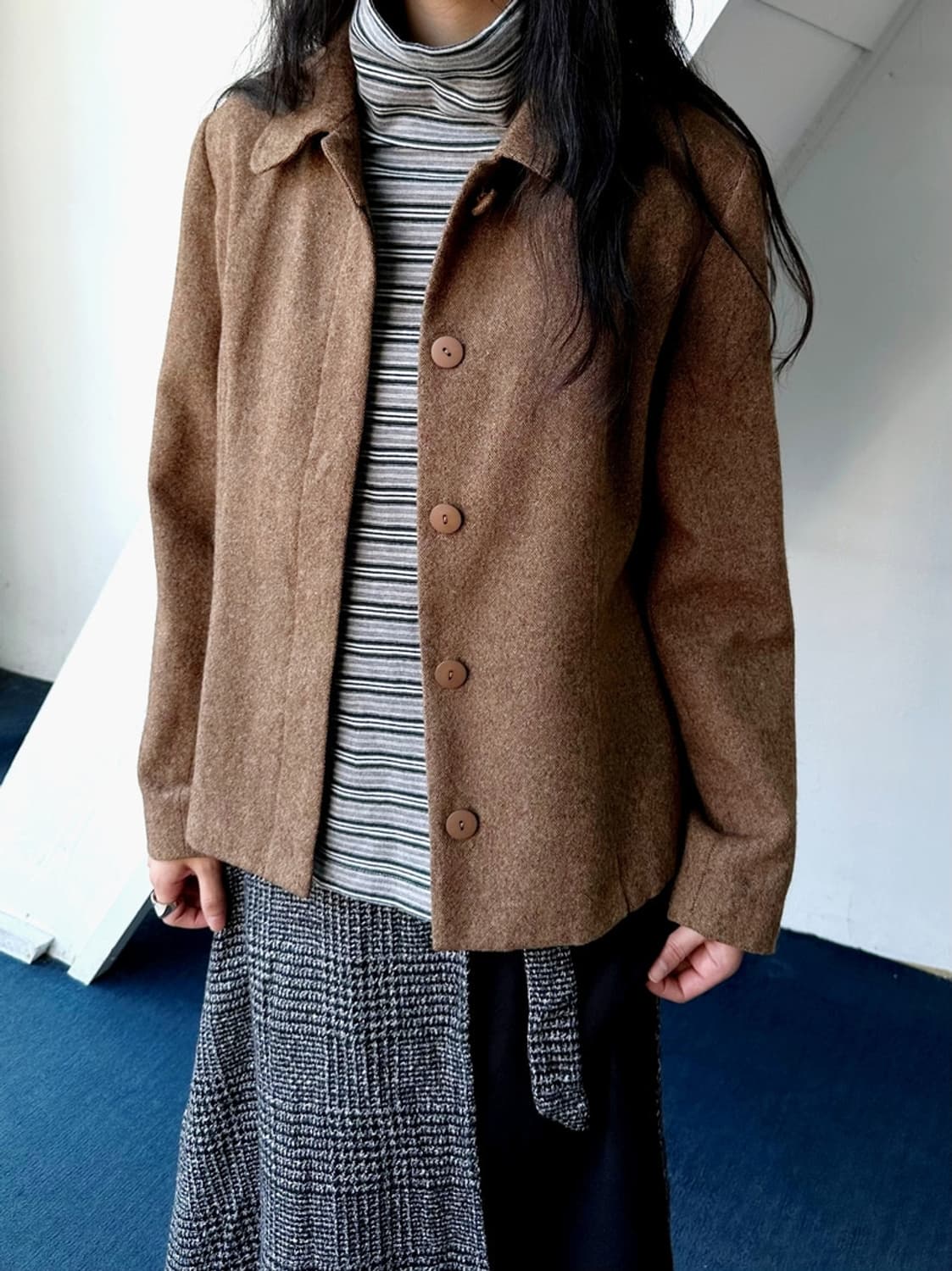 Tweed fabric single collar jacket 상품이미지8