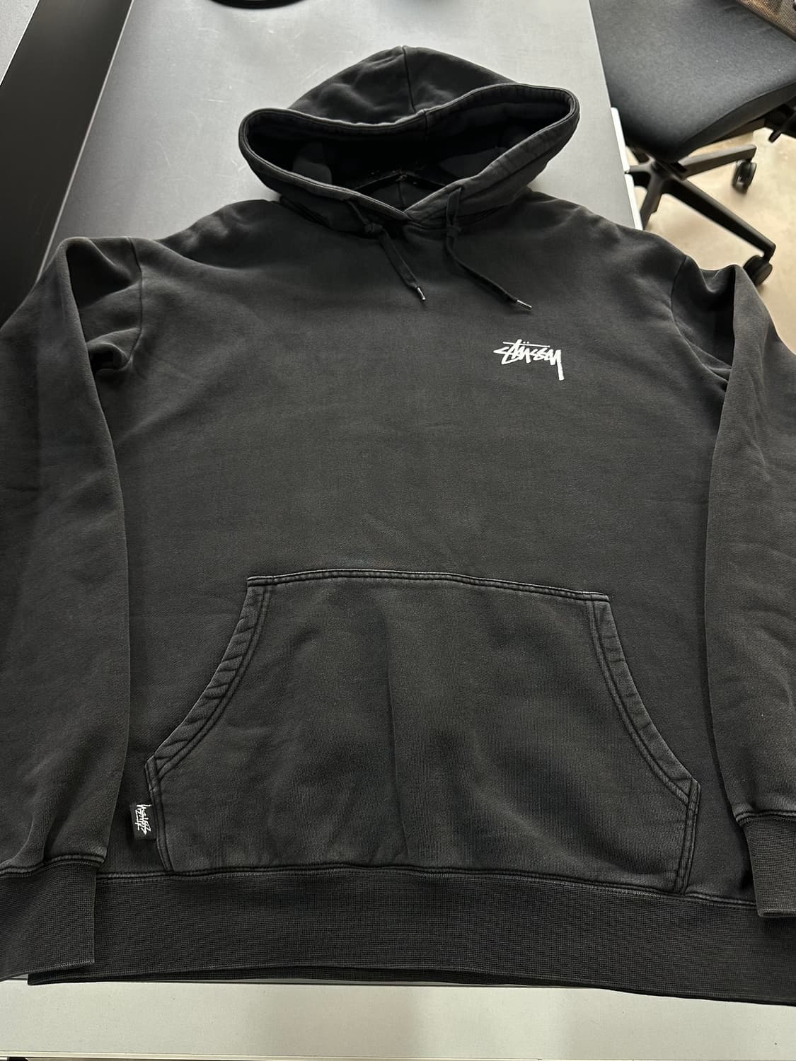 스투시 퍼지 다이스 피그먼트워시드 후드티 블랙 상품이미지6