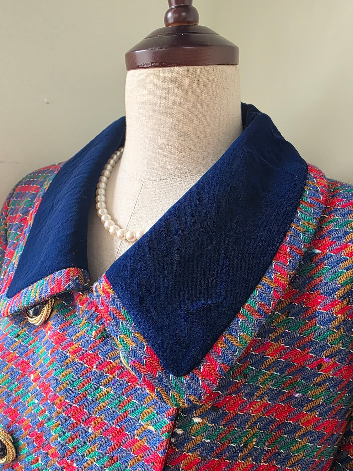 벨벳 배색 카라 보카시 체크 트위드 자켓 상품이미지5