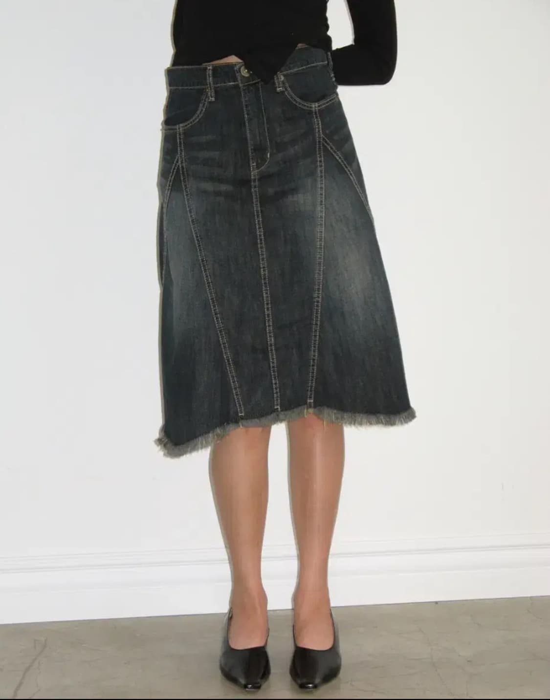 폴리수엠 데님 스커트 washed denim midi skirt 상품이미지1