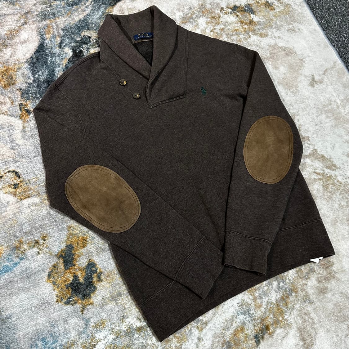 폴로 랄프로렌 브라운 엘보우패치 숄카라 니트 상품이미지1