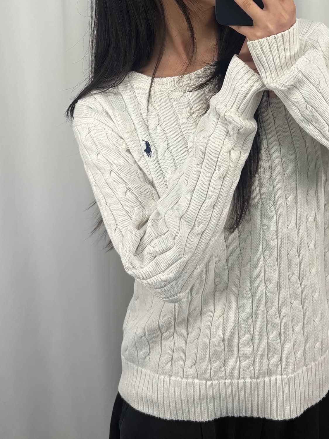 폴로 화이트 꽈배기 니트 상품이미지1