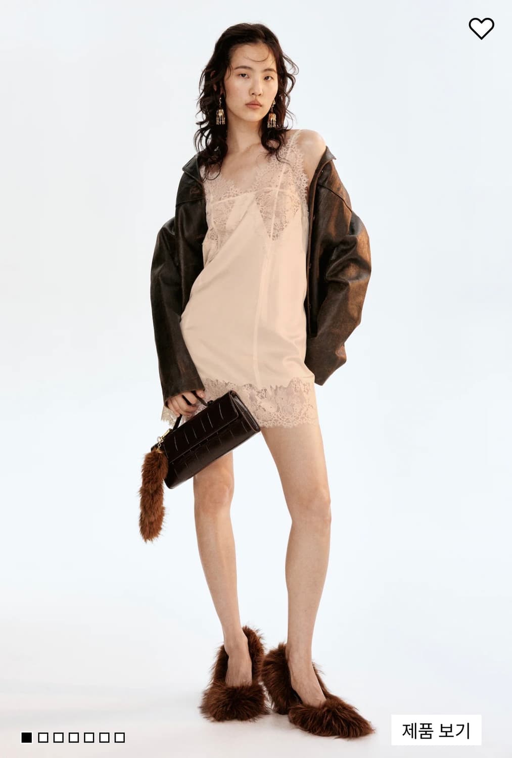 H&M 레이스 트리밍 새틴 드레스 상품이미지2