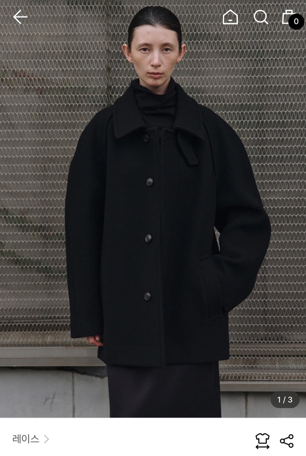 레이스 하드 울 발마칸 코트 블랙 상품이미지1