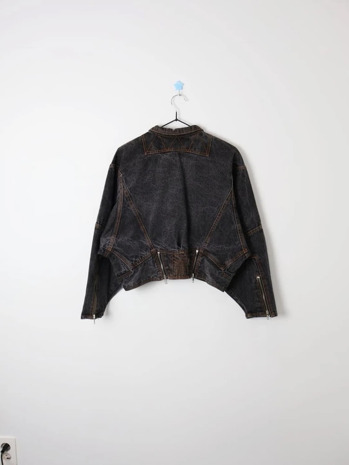 Vintage Cropped Biker Denim Jacket 상품이미지2