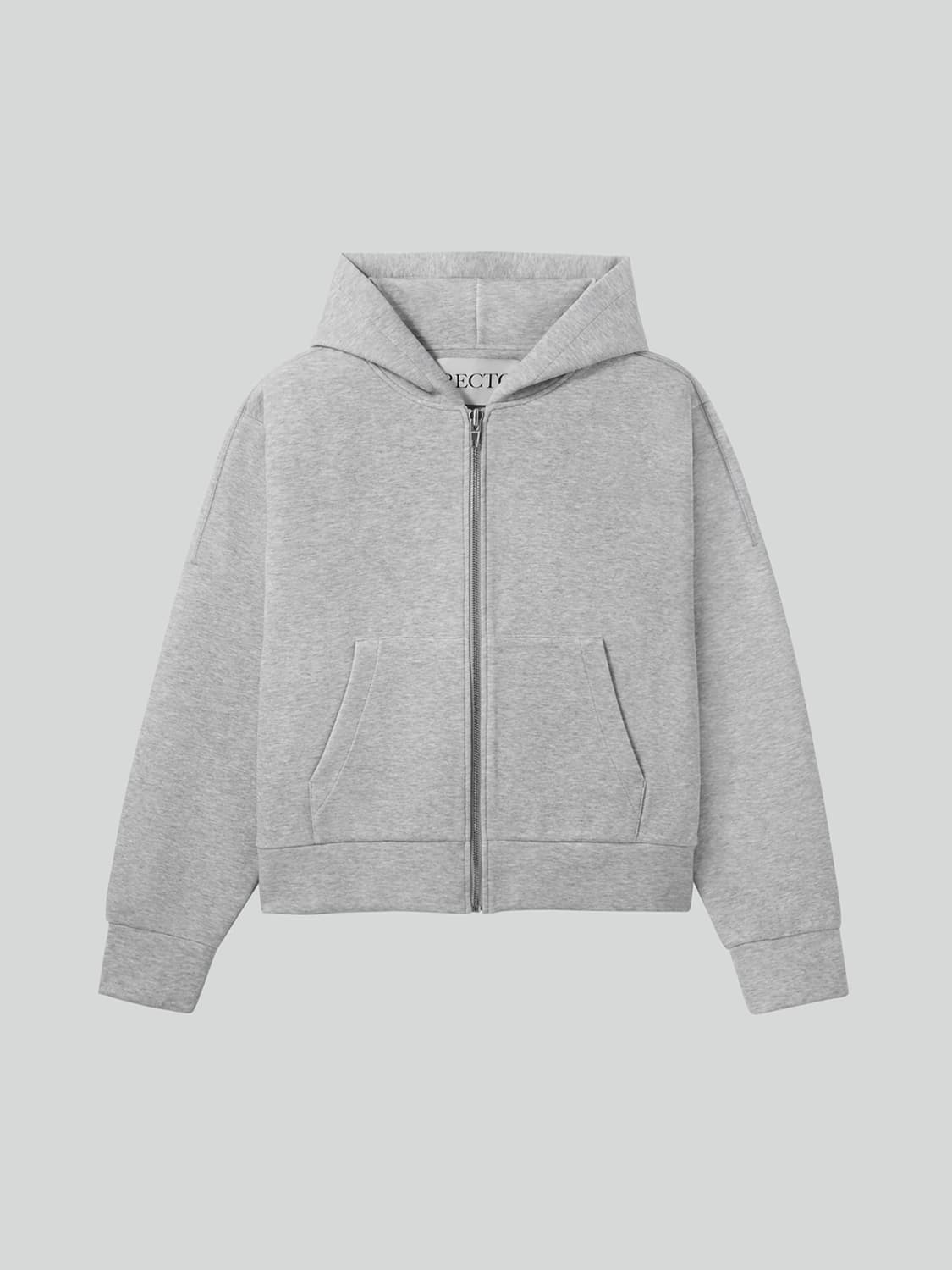 렉토 로고 디테일 후드 후디 집업 그레이 상품이미지1