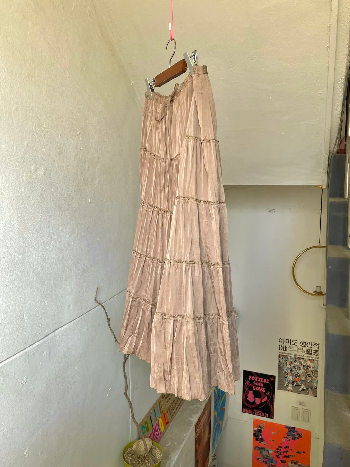 에스닉 캉캉 플리츠 롱 스커트 상품이미지5