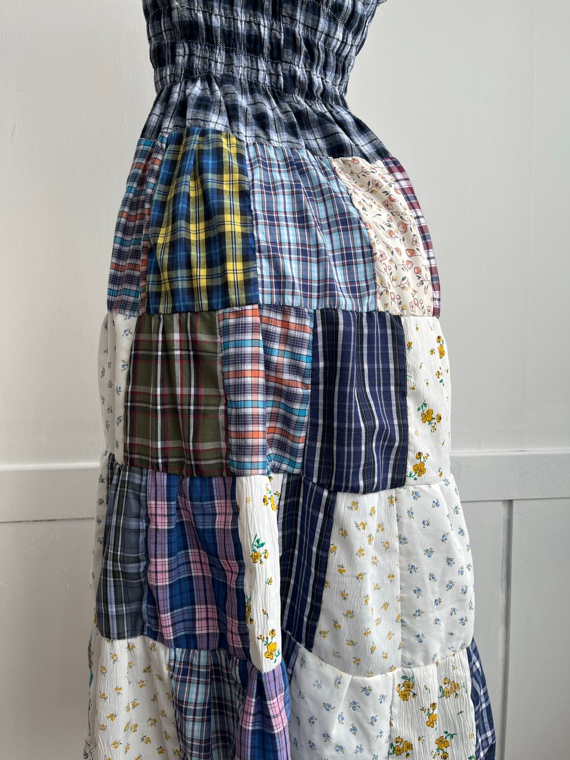 블루 체크 패치 롱 원피스 상품이미지7