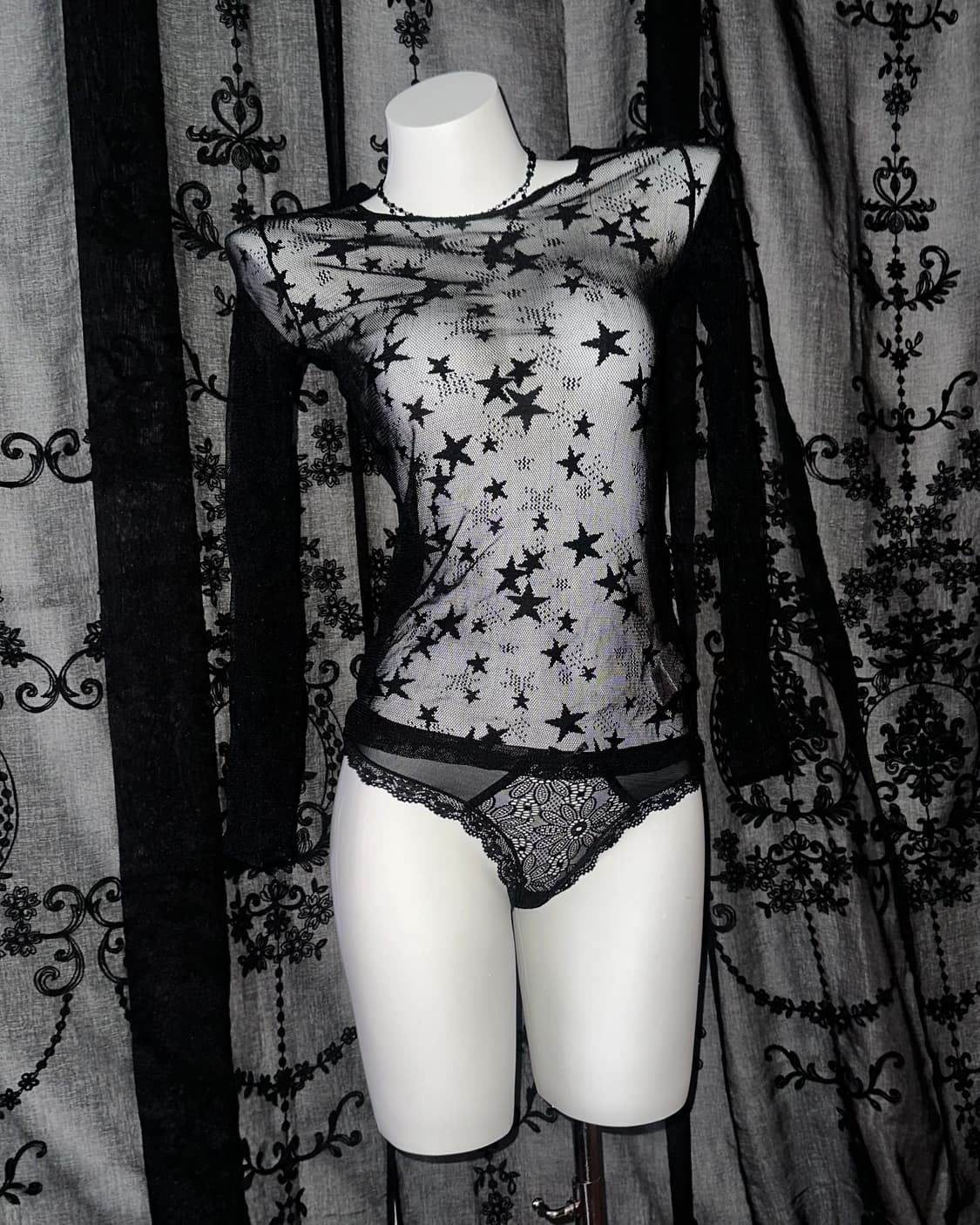 Star Pattern See-Through Long Sleeve 상품이미지1