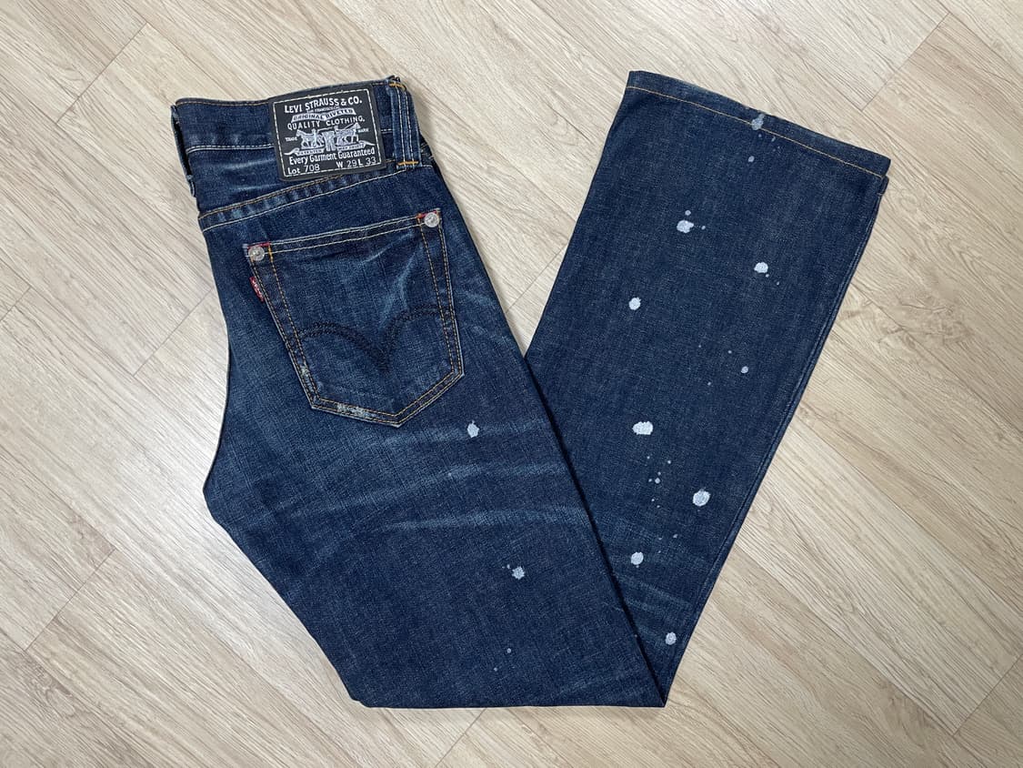 29) 00's 리바이스 재팬 여성 진청워싱 페인팅 데님 부츠컷 상품이미지1