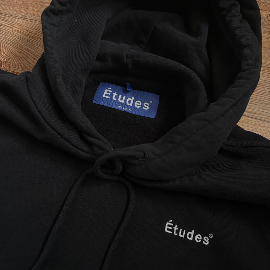 에뛰드 M 블랙 후드 티셔츠 헤비 코튼 후디 포르투갈 정품 상품이미지3