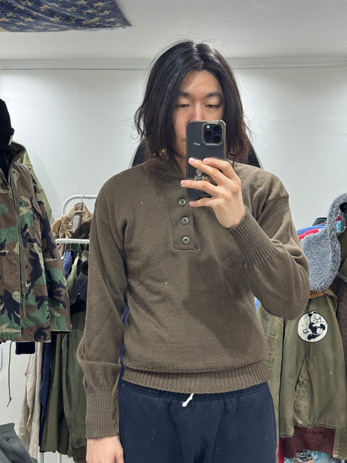 80s 미군 5버튼 울 니트 (XL) 상품이미지7