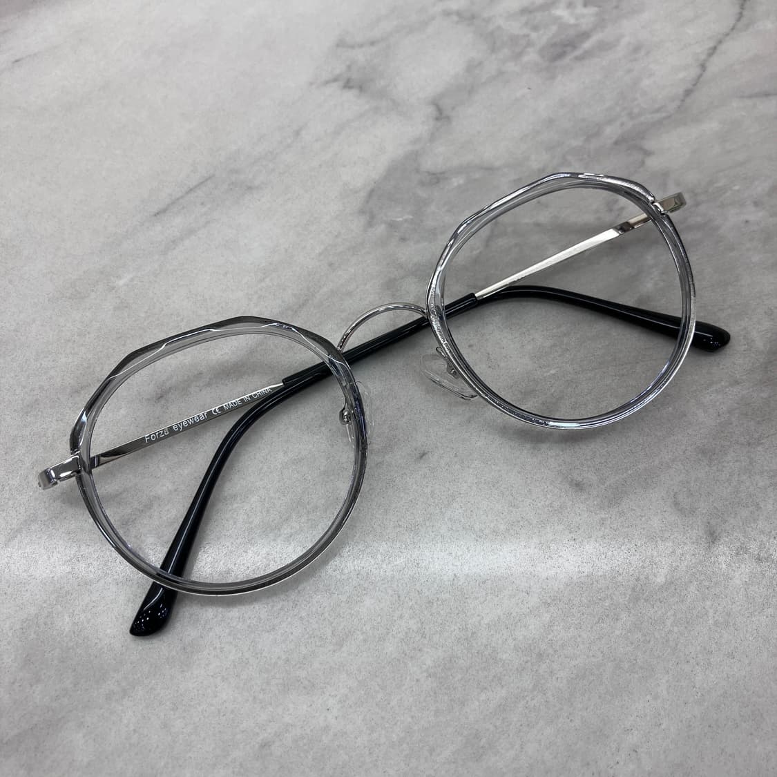 C39 FZ 실버 그레이 라운드 콤비 메탈테 안경 상품이미지1