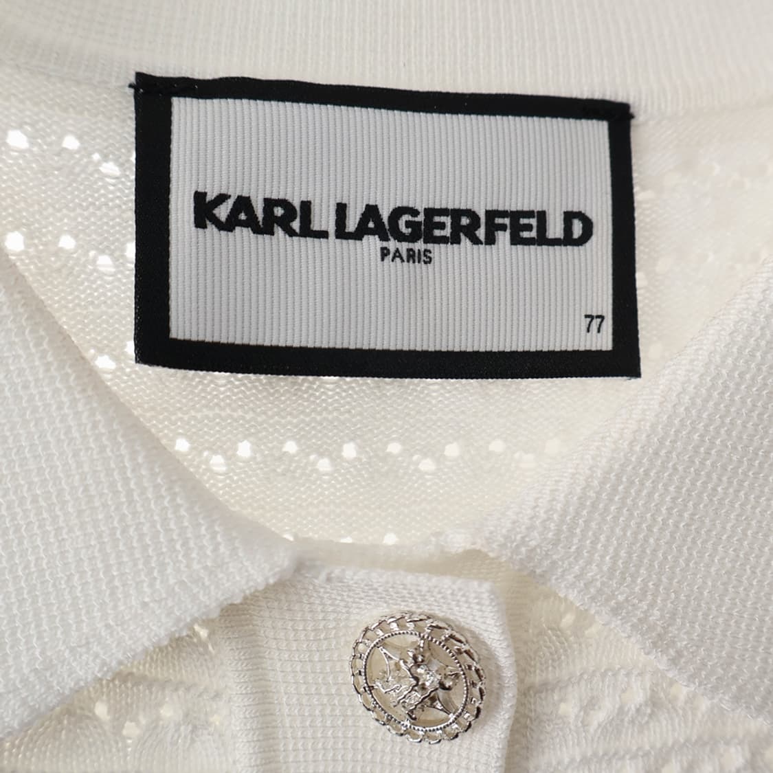 66/칼라거펠트 화이트 반팔 카라 니트 상품이미지7